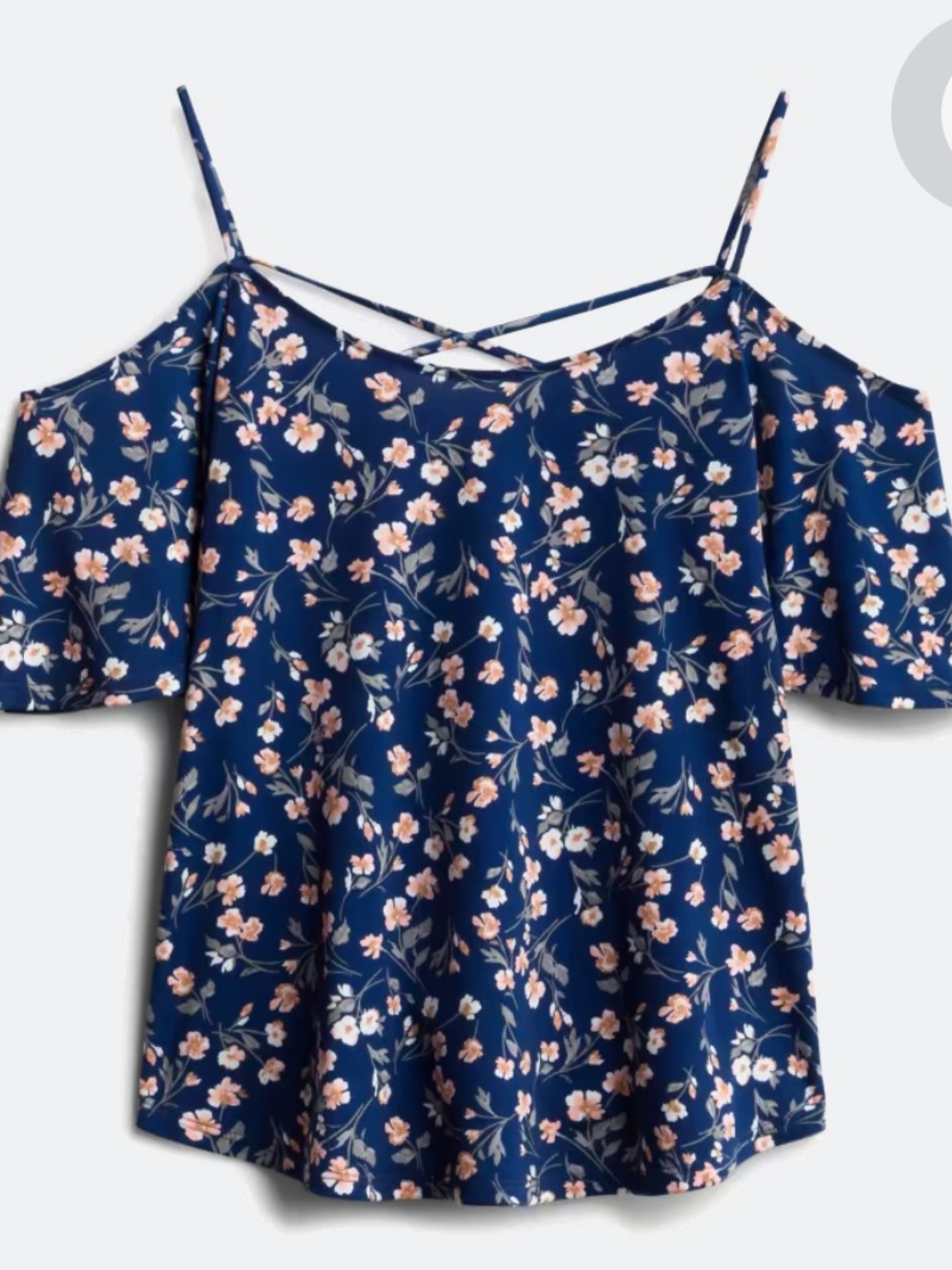 Kaileigh Navy Floral Cold-Shoulder Cami Top